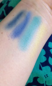 Beautiful, bright blues with a yellow accent.